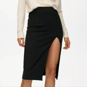 Aritzia Banting Elegant Stretch Black Women's Pencil Skirt High Slit